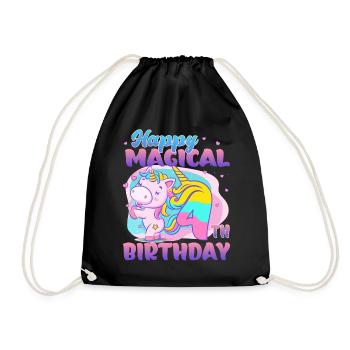 Alles Gute Zum Magischen 4. Geburtstag Einhorn - Turnbeutel - Schwarz - Vorne