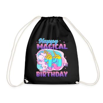 Alles Gute Zum 10. Geburtstag Einhorn Pony - Turnbeutel - Schwarz - Vorne