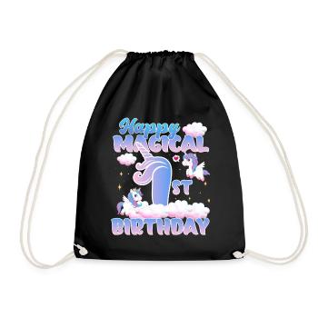 Happy Magical 1st Birthday Einhorn Pony - Turnbeutel - Schwarz - Vorne
