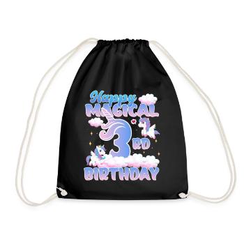 Joyeux 3ème anniversaire magique Licorne Poney - Sac de sport léger - noir - Devant