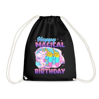 Alles Gute Zum 11. Geburtstag Einhorn Pony - Turnbeutel - Schwarz - Vorne