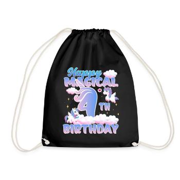 Happy Magical 4th Birthday Einhorn Pony - Turnbeutel - Schwarz - Vorne