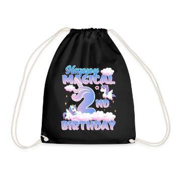 Happy Magical 2nd Birthday Einhorn Pony - Turnbeutel - Schwarz - Vorne