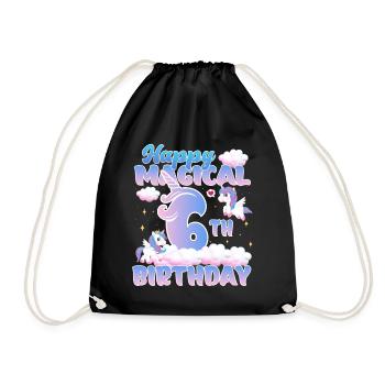 Happy Magical 6th Birthday Einhorn Pony - Turnbeutel - Schwarz - Vorne