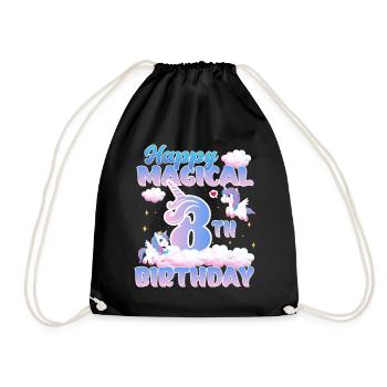 Happy Magical 8th Birthday Einhorn Pony - Turnbeutel - Schwarz - Vorne