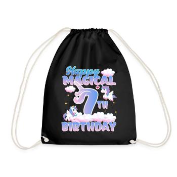 Happy Magical 7th Birthday Einhorn Pony - Turnbeutel - Schwarz - Vorne