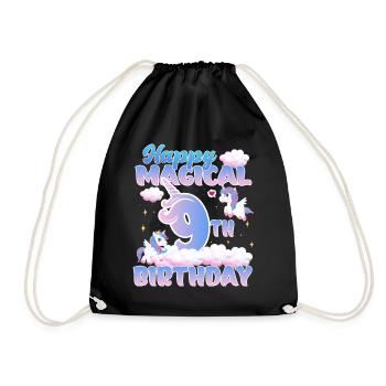 Happy Magical 9th Birthday Einhorn Pony - Turnbeutel - Schwarz - Vorne