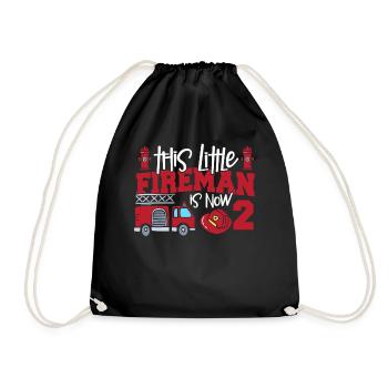 This little firefighter is now 2, - Drawstring Bag - black - Front