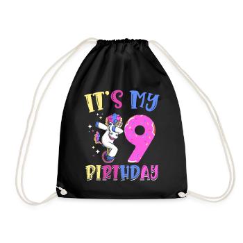 Es Ist Mein 9 Geburtstag Tupfende Einhorn Pony 9. - Turnbeutel - Schwarz - Vorne