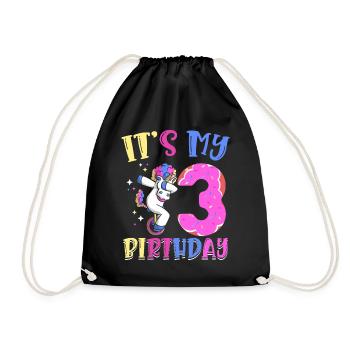 Es Ist Mein 3 Geburtstag Dabbing Unicorn Pony 3. - Turnbeutel - Schwarz - Vorne