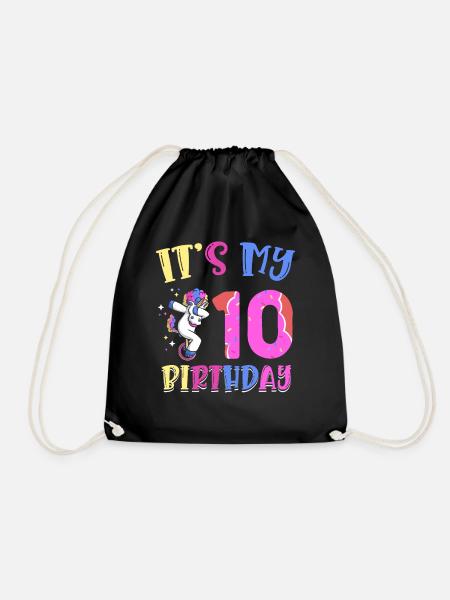Es Ist Mein 10. Geburtstag Dabbing Unicorn Pony - Turnbeutel - Schwarz