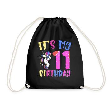Es Ist Mein 11 Geburtstag Tupfende Einhorn Pony - Turnbeutel - Schwarz - Vorne