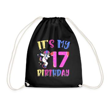 Es Ist Mein 17. Geburtstag Tupfende Einhorn Pony - Turnbeutel - Schwarz - Vorne