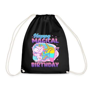 Happy Magical 1st Birthday Einhorn Pony - Turnbeutel - Schwarz - Vorne