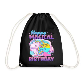 Happy Magical 2nd Birthday Unicorn Pony - Drawstring Bag - black - Front