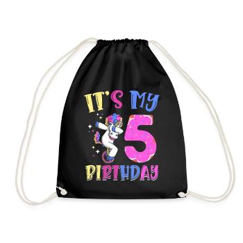 Es Ist Mein 5 Geburtstag Tupfende Einhorn Pony 5. - Turnbeutel - Schwarz - Vorne