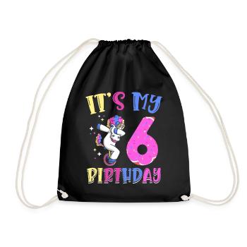Es Ist Mein 6 Geburtstag Tupfende Einhorn Pony 6. - Turnbeutel - Schwarz - Vorne