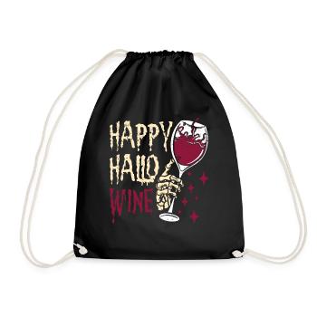 Happy Hello Wine Spooky Alcoholic - Drawstring Bag - black - Front