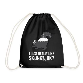 Skunk Lover I Just Really Like Skunks Ok? - Drawstring Bag - black - Front