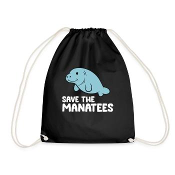 Manatees Ocean Sea Animal Save The Manatees - Drawstring Bag - black - Front
