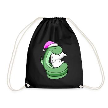 Snake with pillow and sleeping cap - Drawstring Bag - black - Front