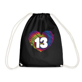 13th Birthday Heart Tie Dye | Tie Dye Themed - Drawstring Bag - black - Front