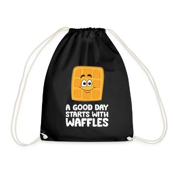 Waffles For Breakfast A Good Day Starts With - Drawstring Bag - black - Front