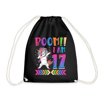 Boom!! Ich Bin 17, Buntes Lustiges Einhorn 17. - Turnbeutel - Schwarz - Vorne