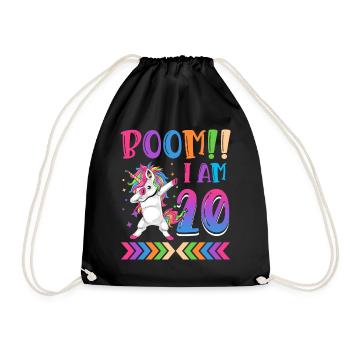 Boom!! Ich Bin 20, Buntes Lustiges Einhorn 20. - Drawstring Bag - black - Front