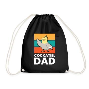Cockatiel Dad Cockatiel Parrot Cute Cockatiel Bird - Drawstring Bag - black - Front