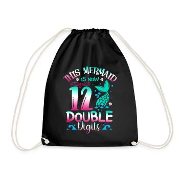 This mermaid is now 12 double digits, - Drawstring Bag - black - Front