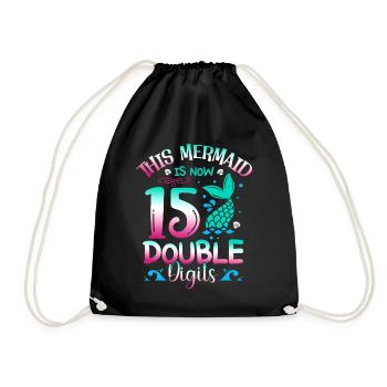 This mermaid is now 15 double digits, - Drawstring Bag - black - Front