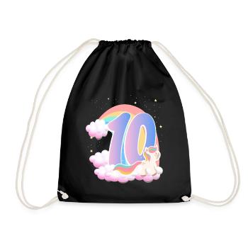 10 Unicorn Rainbow Clouds Little Pony 10. - Drawstring Bag - black - Front