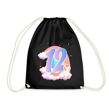 12 Unicorn Rainbow Clouds Little Pony 12. - Drawstring Bag - black - Front