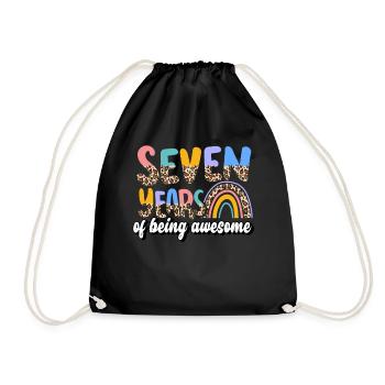 Seven Years Of Being Awesome Animal Skin Pattern - Drawstring Bag - black - Front