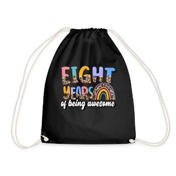 Eight Years Awesome Animal Skin Pattern Birthday - Drawstring Bag - black - Front