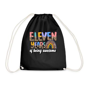 Eleven Years Of Being Awesome Animal Skin Pattern - Turnbeutel - Schwarz - Vorne