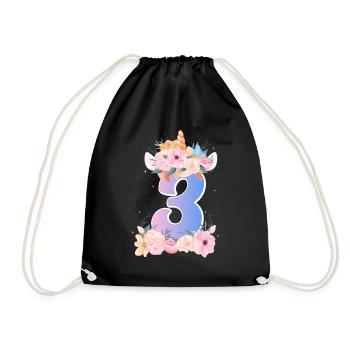 3 Einhorn Krone Niedlicher Blumenstrauß 3. - Turnbeutel - Schwarz - Vorne