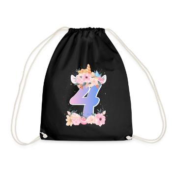 4 Unicorn Crown Cute Bouquet 4. - Drawstring Bag - black - Front