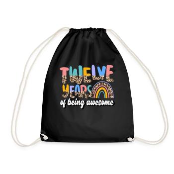 Twelve Years Of Being Awesome Animal Skin Pattern - Turnbeutel - Schwarz - Vorne