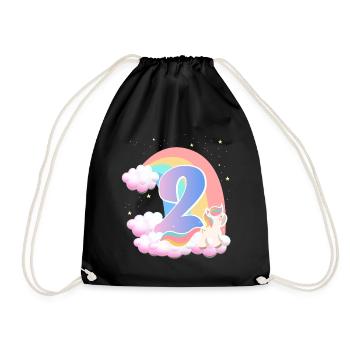 2 Unicorn Rainbow Clouds Little Pony 2. - Drawstring Bag - black - Front