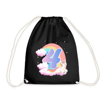 4 Unicorn Rainbow Clouds Little Pony 4. - Drawstring Bag - black - Front