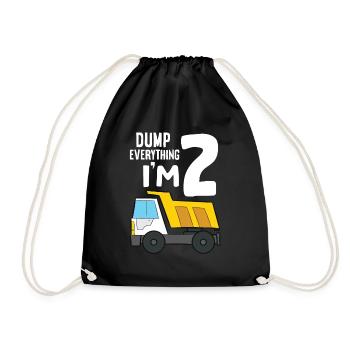 Dump Truck 2nd Birthday Dump Everything I'm 2 - Turnbeutel - Schwarz - Vorne