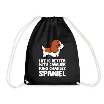 Life Is Better With A Cavalier King Charles - Drawstring Bag - black - Front