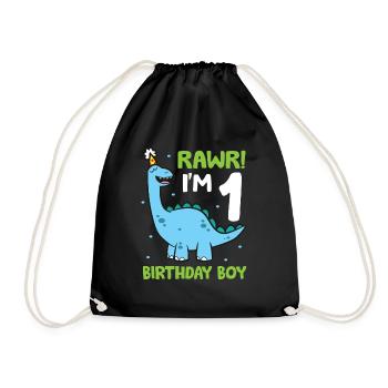 Rawr I'm 1 Geburtstagskind Dinosaurier - Turnbeutel - Schwarz - Vorne