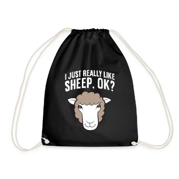 I Just Really Like Sheeps Ok? Lambs Cute Sheep - Drawstring Bag - black - Front