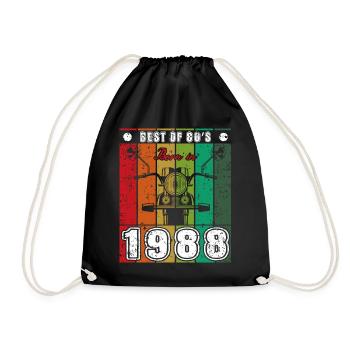 Best Of 80's Born 1988 Classic Motorcycle - Drawstring Bag - black - Front