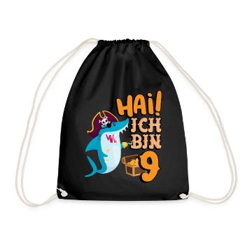 Hai! Ich Bin 9 Einäugiger Piraten Hai 9. - Turnbeutel - Schwarz - Vorne