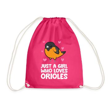 Just a Girl Who Loves Orioles - Drawstring Bag - fuchsia - Front