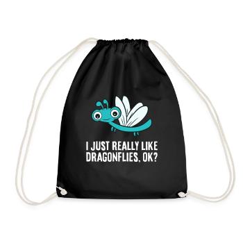 I Just Really Like Dragonflies Ok? Cute Dragonfly - Drawstring Bag - black - Front